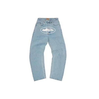 Corteiz Alcatraz Baggy Jeans Washed Blue 01