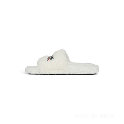 Balenciaga Furry Slide White 01