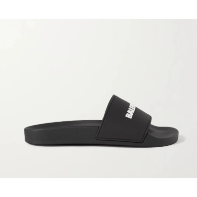 BALENCIAGA Piscine logo-embossed rubber slides 01