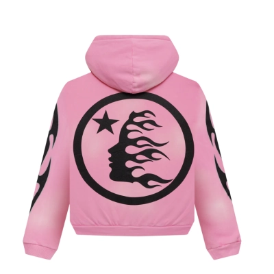 Hellstar Sports Hoodie Flame Zip-Up Pink 02