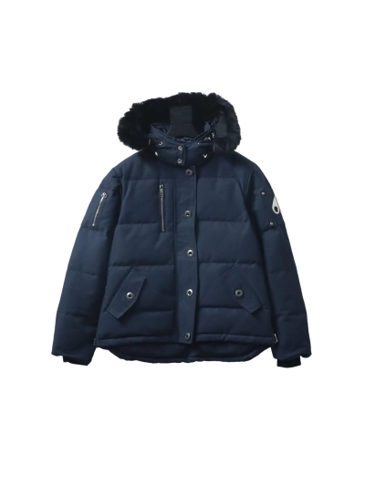 Moose Knuckles Classic Chest Zipper Down Jacket Black/White/ Dark Blue 01