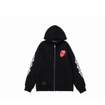 Chrome Hearts × The Rolling Stones Red Tongue Cross Zip Up Hoodie Black/Red