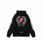 Chrome Hearts × The Rolling Stones Red Tongue Cross Zip Up Hoodie Black/Red