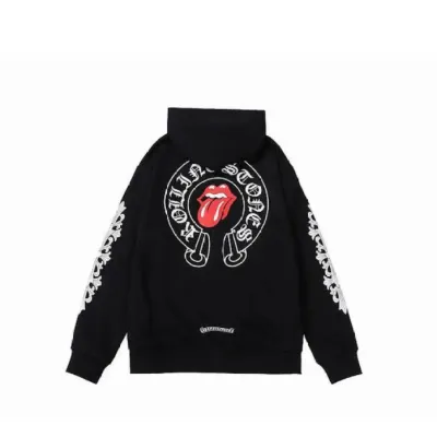 Chrome Hearts × The Rolling Stones Red Tongue Cross Zip Up Hoodie Black/Red 02