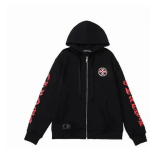Chrome Hearts Made In Hollywood Plus Cross Zip Up Hoodie Black/Red