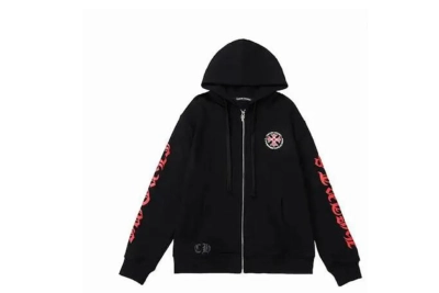 Chrome Hearts Made In Hollywood Plus Cross Zip Up Hoodie Black/Red 01