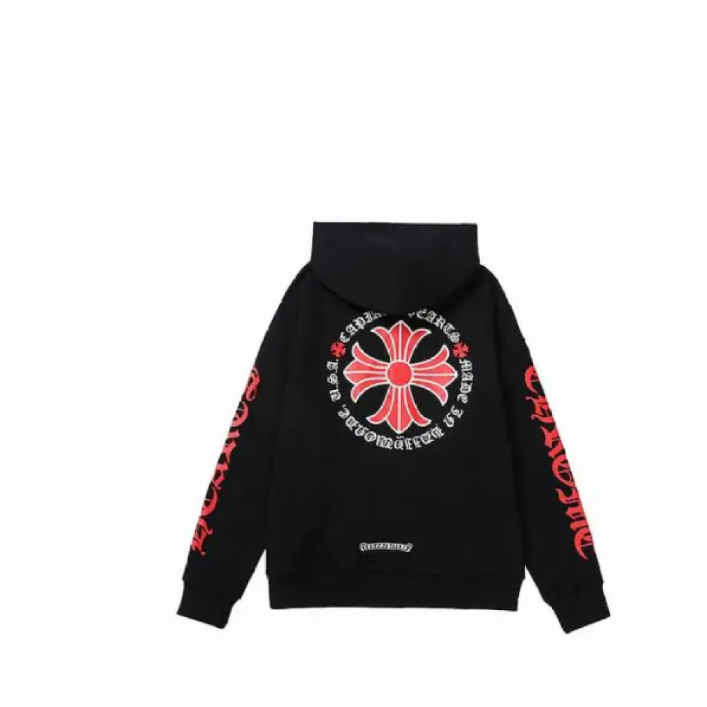 Chrome Hearts Made In Hollywood Plus Cross Zip Up Hoodie Black/Red