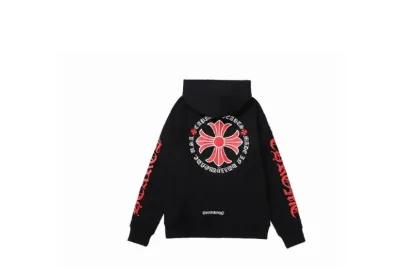 Chrome Hearts Made In Hollywood Plus Cross Zip Up Hoodie Black/Red 02