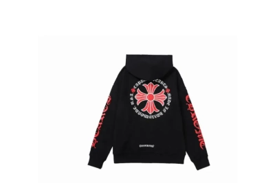 Chrome Hearts Made In Hollywood Plus Cross Zip Up Hoodie Black/Red 02