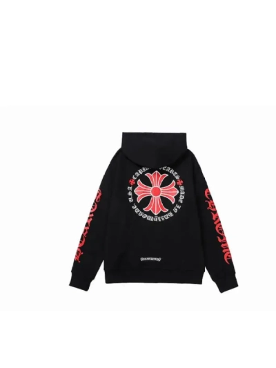 Chrome Hearts Made In Hollywood Plus Cross Zip Up Hoodie Black/Red 02