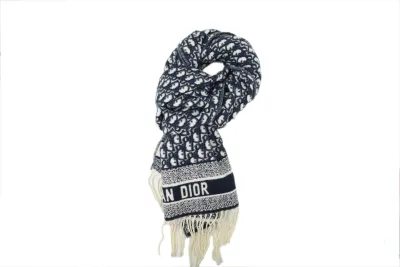 Dior suede tassel scarf all-over print blue 01