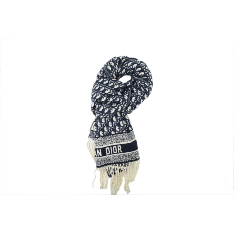 Dior suede tassel scarf all-over print blue