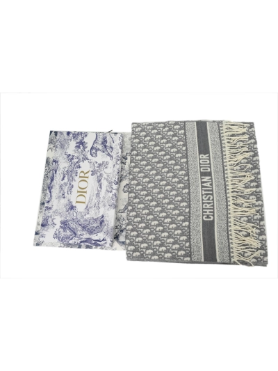 Dior suede tassel scarf all over printed grey 02