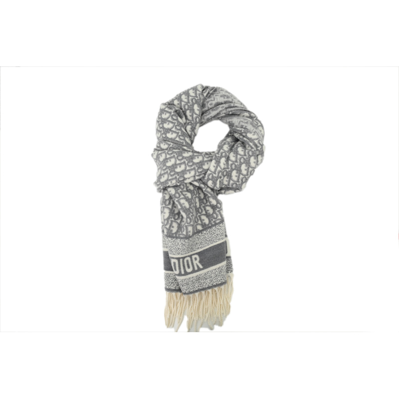 Dior suede tassel scarf all over printed grey