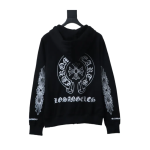 Chrome Hearts Hoodie Cuffs Sanskrit Printed Zipper Jacket Black