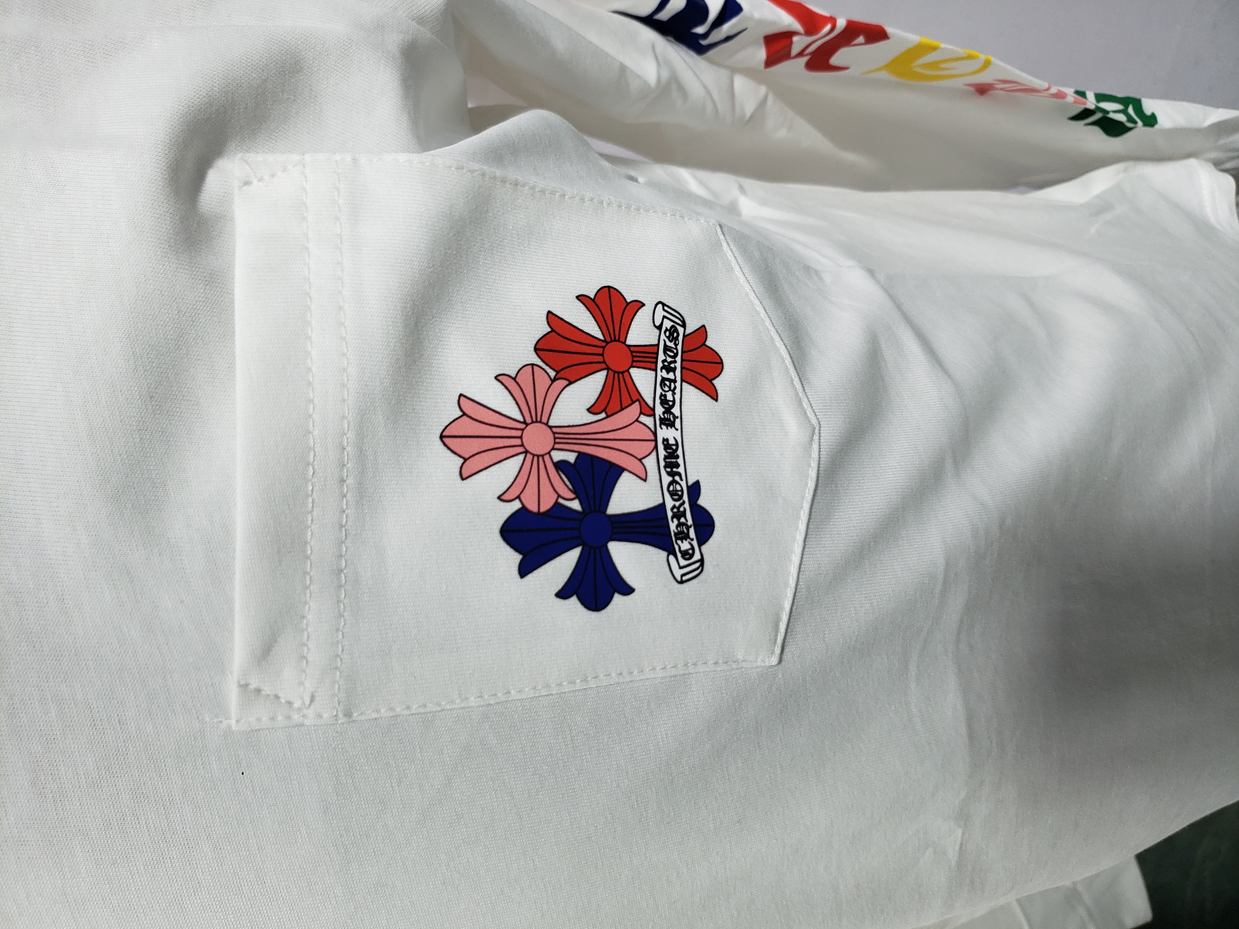 Chrome Hearts 25FW Colorful Cross Print Long-Sleeve T-Shirt White