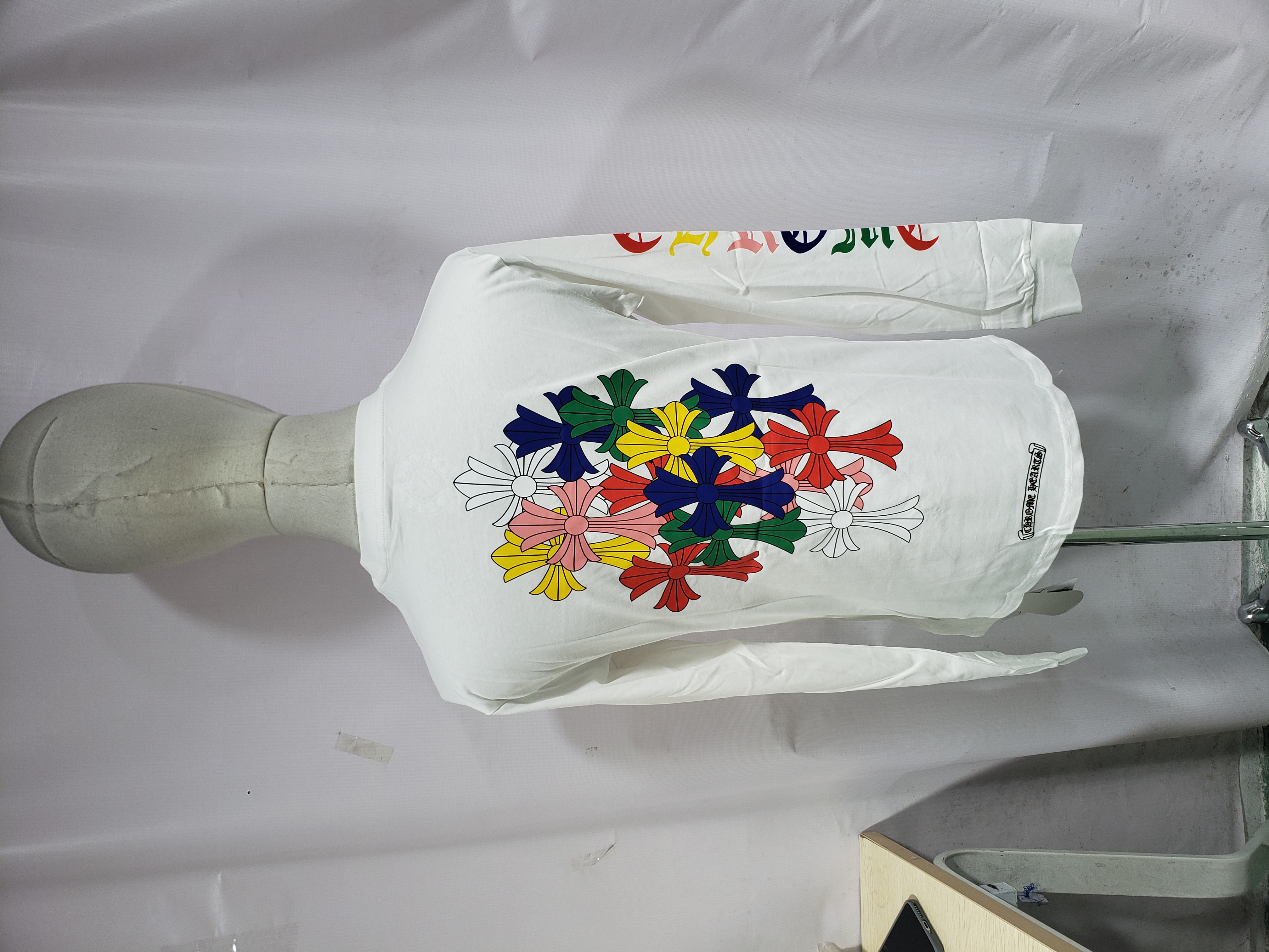 Chrome Hearts 25FW Colorful Cross Print Long-Sleeve T-Shirt White