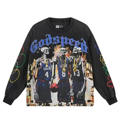Godspeed Dream Team Long Sleeve T-shirt #1106 Black Wash 01