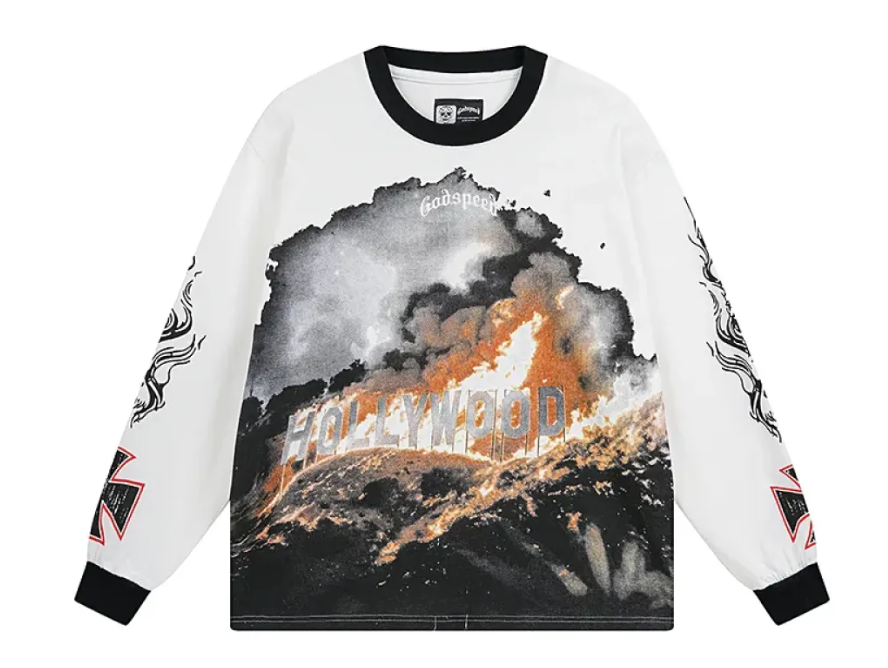 Godspeed Hollywood Thermal Long Sleeve T-shirt #3107 White/Apricot