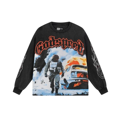 Godspeed Khaos Long Sleeve T-Shirt #1098 Black Wash 01