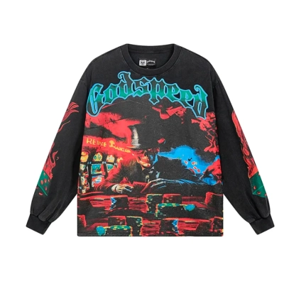 Godspeed Life's A Gamble Long Sleeve T-Shirt #1099 Black Wash 01