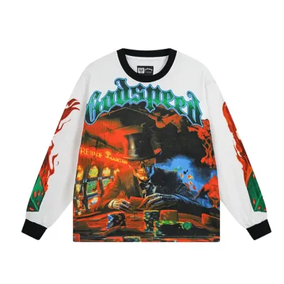 Godspeed Life’s A Gamble Long Sleeve T-shirt #3099 White/Apricot 01