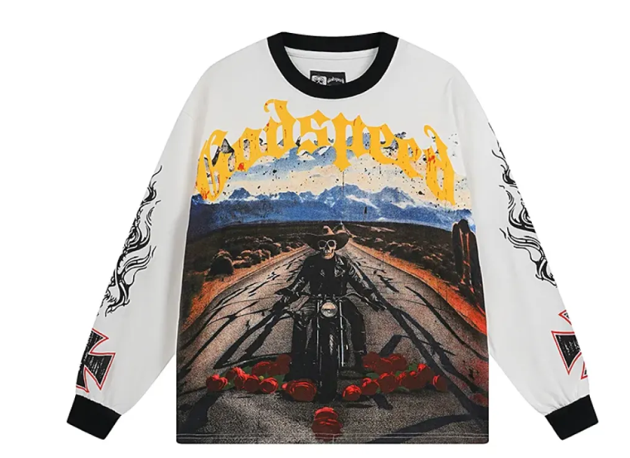 Godspeed Long Lonely Road Long Sleeve T-shirt #3100 White