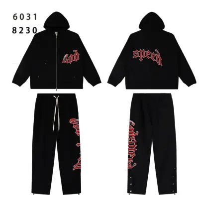 Godspeed OG Logo Black Sweatsuit G6031-8230 Red Letter Print 01