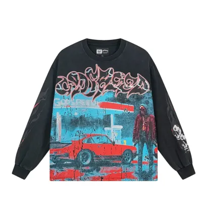 Godspeed Pit Stop L/S Thermal T-shirt #1101 Black/Blue Wash 01