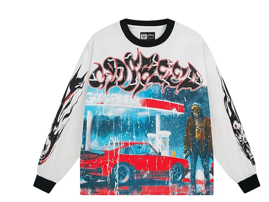 Godspeed Pitstop Thermal Long Sleeve T-shirt #3101 White/Apricot