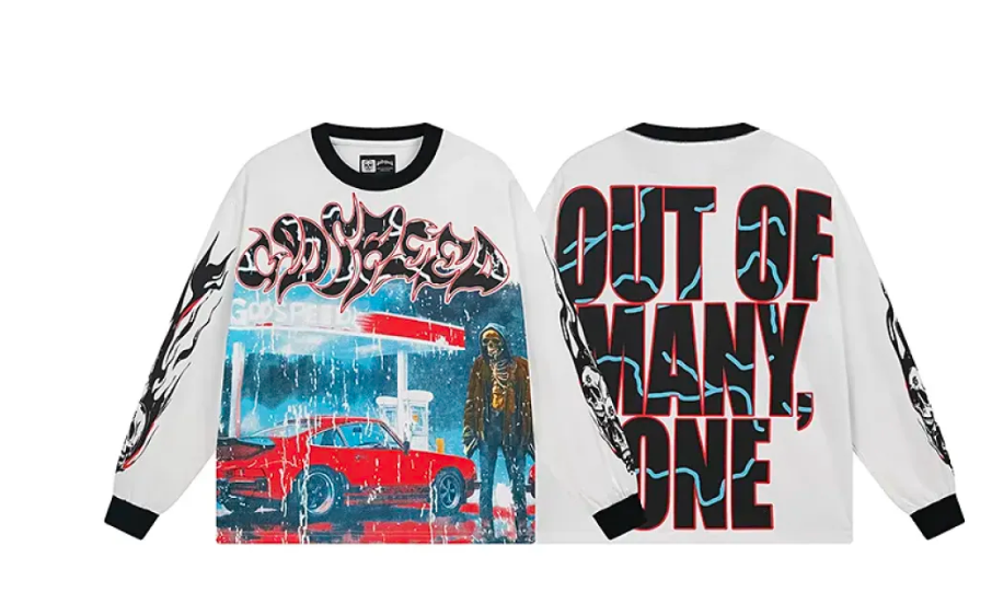 Godspeed Pitstop Thermal Long Sleeve T-shirt #3101 White/Apricot