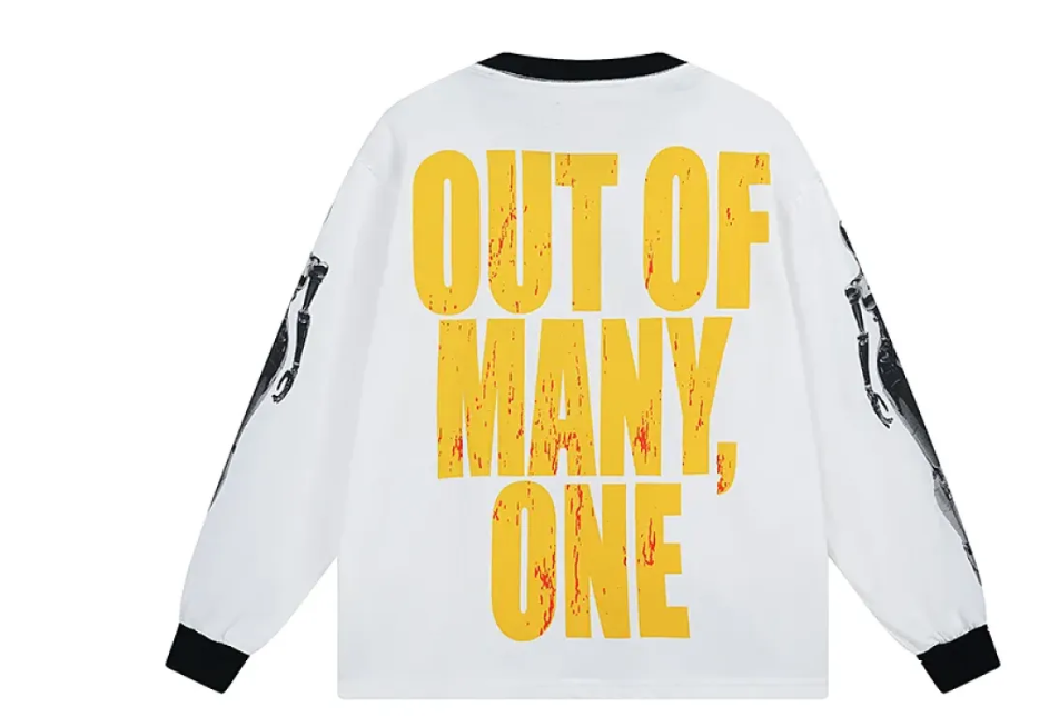 Godspeed Robot Skulls Long Sleeve T-shirt #3096 White/Apricot