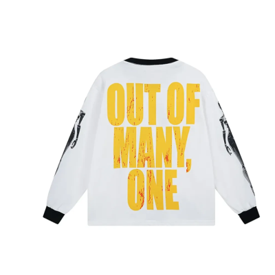 Godspeed Robot Skulls Long Sleeve T-shirt #3096 White/Apricot 02