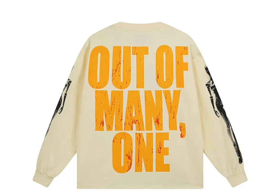 Godspeed Robot Skulls Long Sleeve T-shirt #3096 White/Apricot