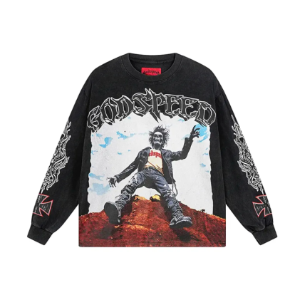 Godspeed Rocker Layered Long Sleeve T-shirt #1103 Black Wash 01