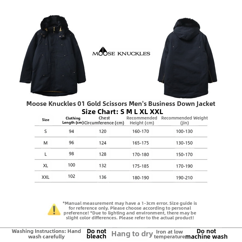 Moose Knuckles 01 Gold Scissors Men's Business Down Jacket Black