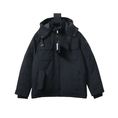 Moose Knuckles-Style Multi-Pocket Down Jacket Black 01