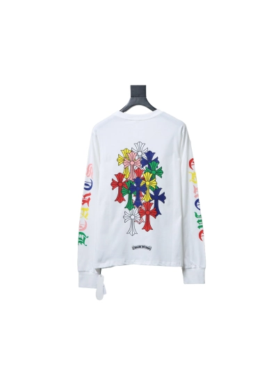 Chrome Hearts 25FW Colorful Cross Print Long-Sleeve T-Shirt White 02