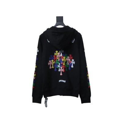 Chrome Hearts 25FW Colorful Cross Print Zip-Up Jacket Black 02