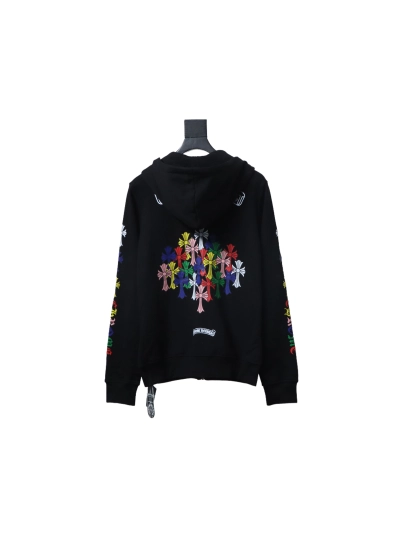 Chrome Hearts 25FW Colorful Cross Print Zip-Up Jacket Black 02