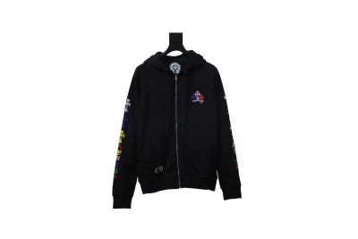 Chrome Hearts 25FW Colorful Cross Print Zip-Up Jacket Black 01