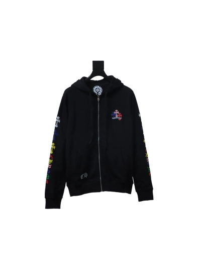 Chrome Hearts 25FW Colorful Cross Print Zip-Up Jacket Black 01