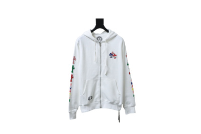 Chrome Hearts 25FW Colorful Cross Print Zip-Up Jacket White 01