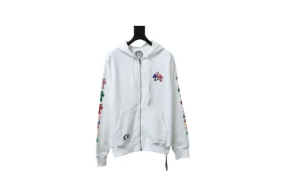 Chrome Hearts 25FW Colorful Cross Print Zip-Up Jacket White 01