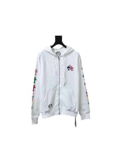 Chrome Hearts 25FW Colorful Cross Print Zip-Up Jacket White 01