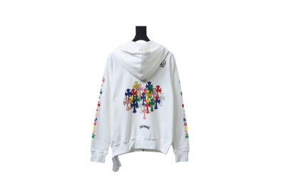 Chrome Hearts 25FW Colorful Cross Print Zip-Up Jacket White 02