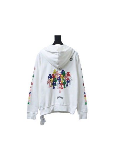 Chrome Hearts 25FW Colorful Cross Print Zip-Up Jacket White 02