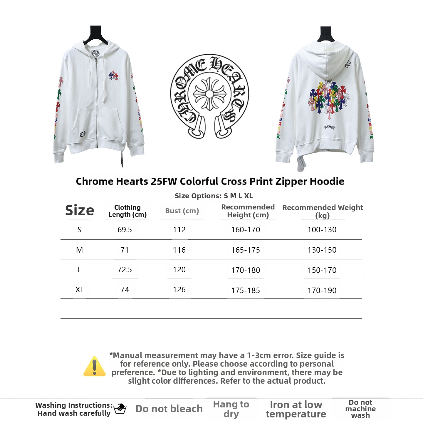 Chrome Hearts 25FW Colorful Cross Print Zip-Up Jacket Black