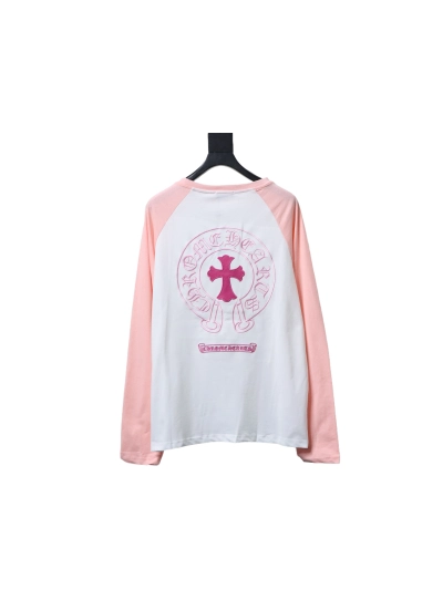 Chrome Hearts 25FW Embroidered Horseshoe Patchwork Long Sleeve T-Shirt Pink 02