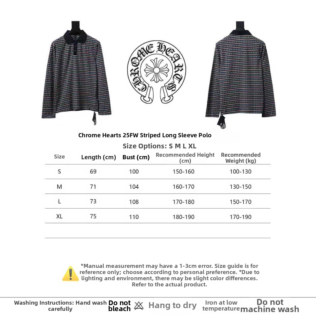 Chrome Hearts 25FW Striped Polo Long Sleeve T-Shirt
